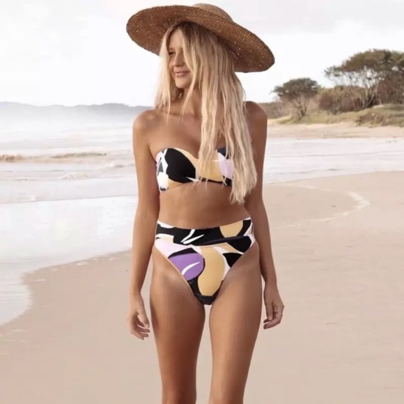 Other - CLEARANCE Abstract Multi Color Strapless Bandeau Bikini